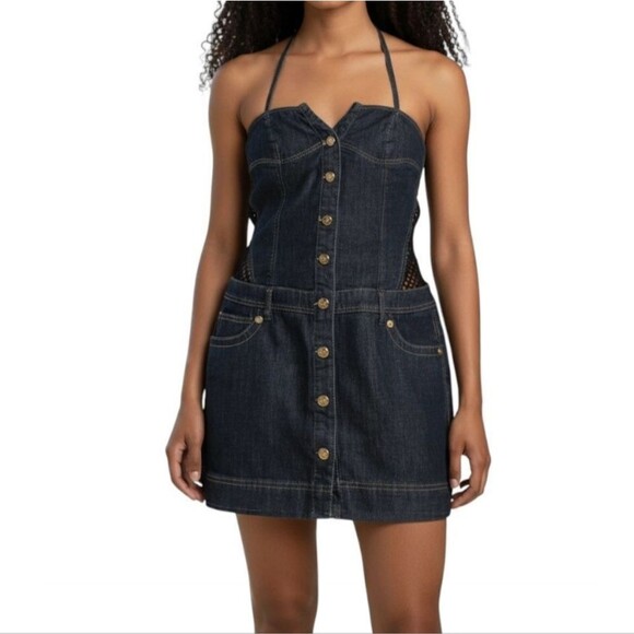 Sean John Dresses & Skirts - Sean John Y2k Mesh Back Mini Jean Dress